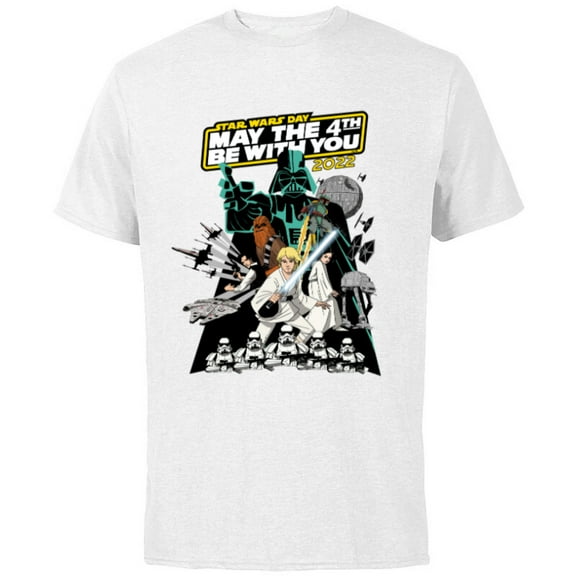 Star Wars Cartoon May the 4th Be With You 2022 - Short Sleeve Cotton T-Shirt for Adults - Customized-White