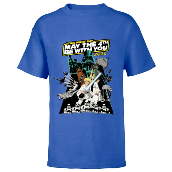 Star Wars Cartoon May the 4th Be With You 2022 - Short Sleeve T-Shirt for Kids - Customized-Royal