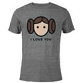 thumbnail image 1 of Star Wars Cartoon Princess Leia I Love You - Short Sleeve Blended T-Shirt for Adults - Customized-Dark Heather, 1 of 5
