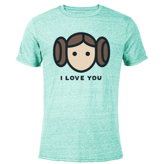 Star Wars Cartoon Princess Leia I Love You - Short Sleeve Blended T-Shirt for Adults - Customized-Ocean Blue