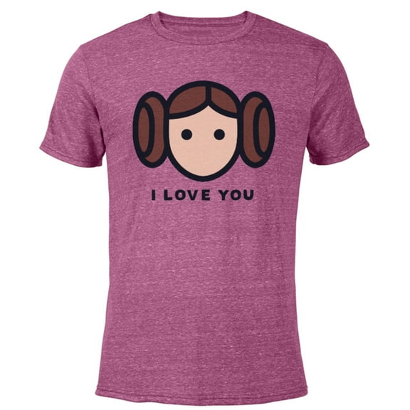 Star Wars Cartoon Princess Leia I Love You - Short Sleeve Blended T-Shirt for Adults - Customized-Purple
