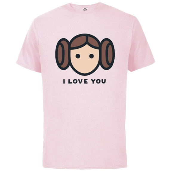 Star Wars Cartoon Princess Leia I Love You - Short Sleeve Cotton T-Shirt for Adults - Customized-Soft Pink