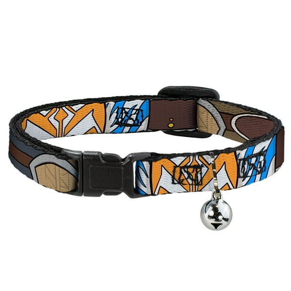Star Wars Cat Collar, Breakaway Collar with Bell, Star Wars The Clone Wars Ahsoka Tano Bounding Elements, 8.5 to 12 Inches 0.5 Inch Wide