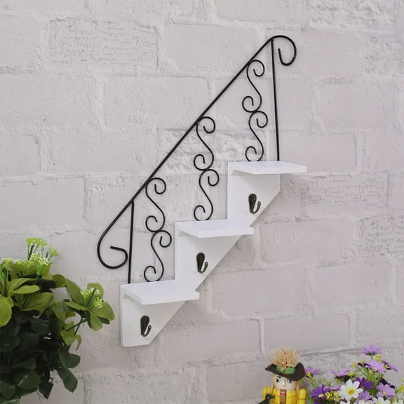 Lwlmwt Floating Shelves for Wall Retro Wall Shelves Shelf 3-Hook Storage Board Ideal for Entryways, Bathrooms, and Bedrooms