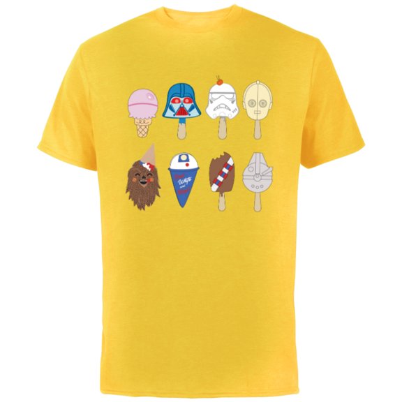 Star Wars Characters as Nostalgic Ice Cream - Short Sleeve Cotton T-Shirt for Adults - Customized-Yellow