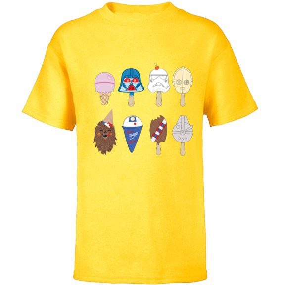Star Wars Characters as Nostalgic Ice Cream - Short Sleeve T-Shirt for Kids - Customized-Yellow