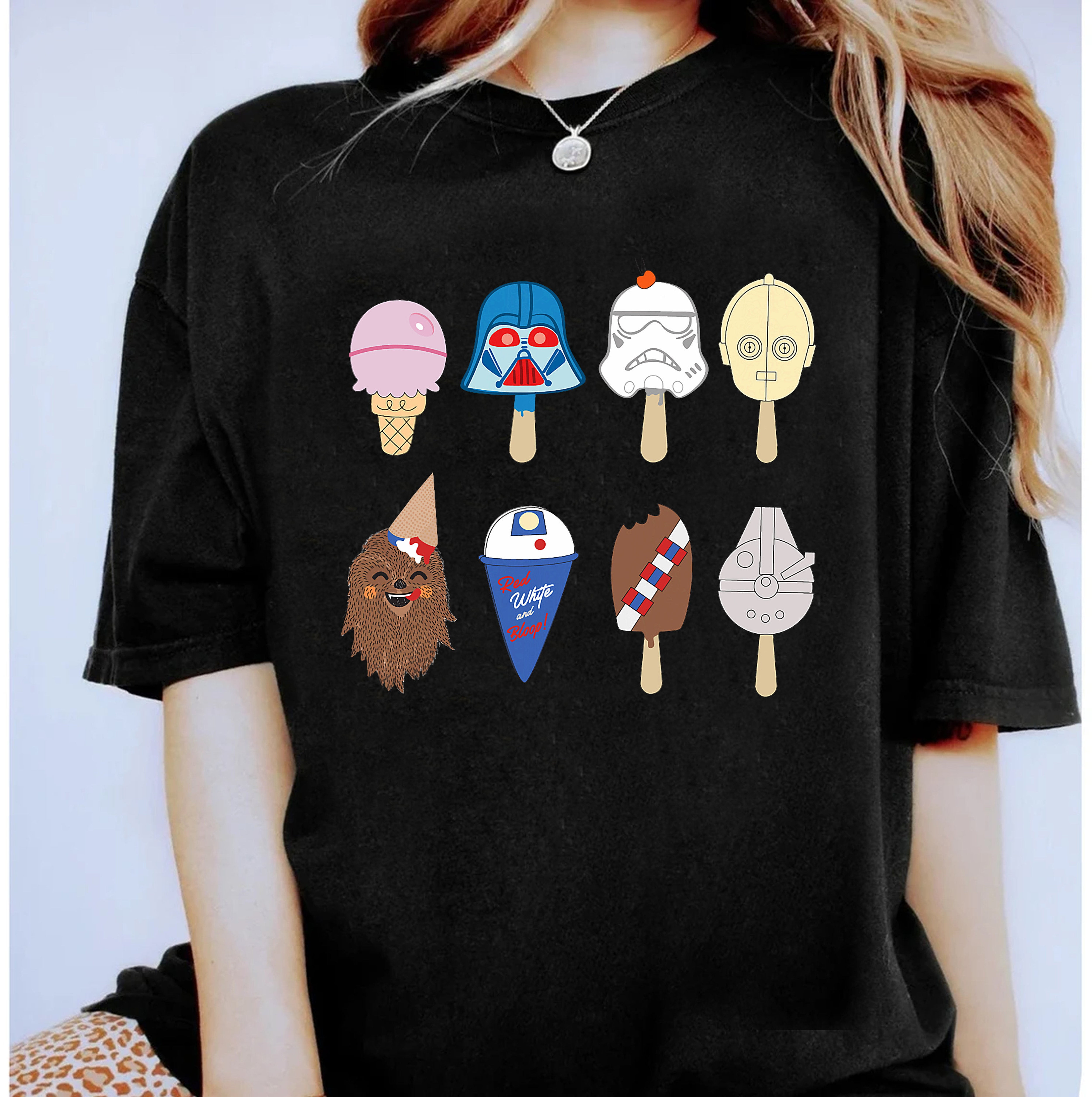 Star Wars Characters as Nostalgic Ice Cream TShirt, Star Wars Fan Tee