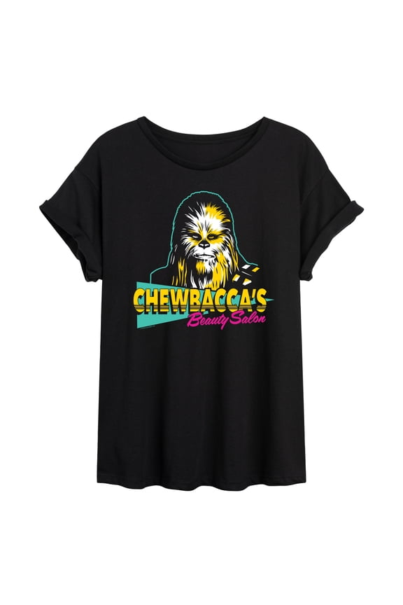 - Chewbacca Beauty Salon - Juniors Oversized Graphic T-Shirt