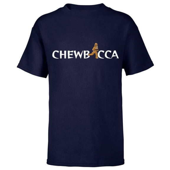 Star Wars Chewbacca Chewie Cartoon Letter Replacement - Short Sleeve T-Shirt for Kids – Customized-Navy
