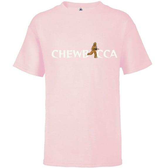 Star Wars Chewbacca Chewie Cartoon Letter Replacement - Short Sleeve T-Shirt for Kids – Customized-Soft Pink