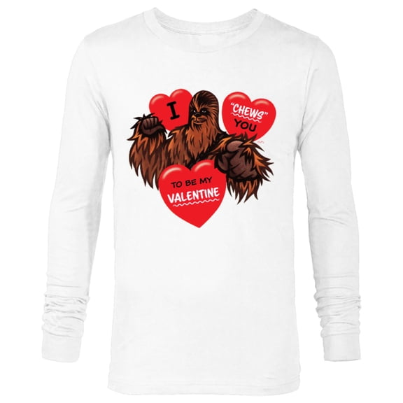 Star Wars Chewbacca Chews You Heart Valentine’s Day - Long Sleeve T-Shirt for Men – Customized-White