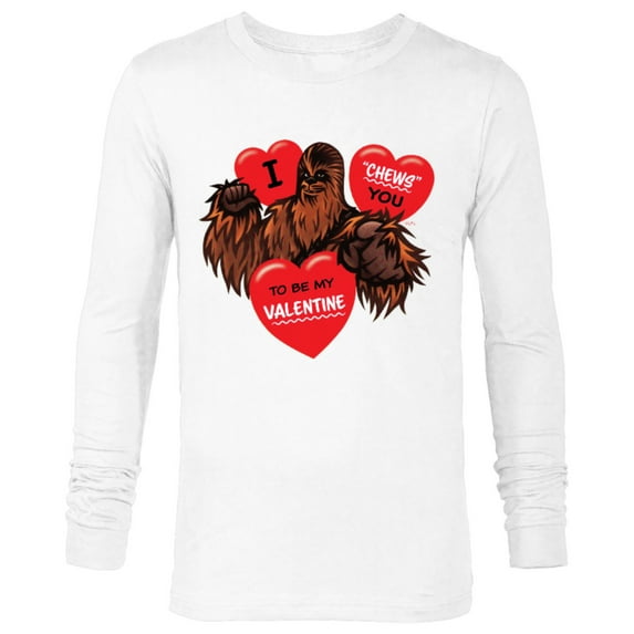 Star Wars Chewbacca Chews You Heart Valentine’s Day - Long Sleeve T-Shirt for Men – Customized-White