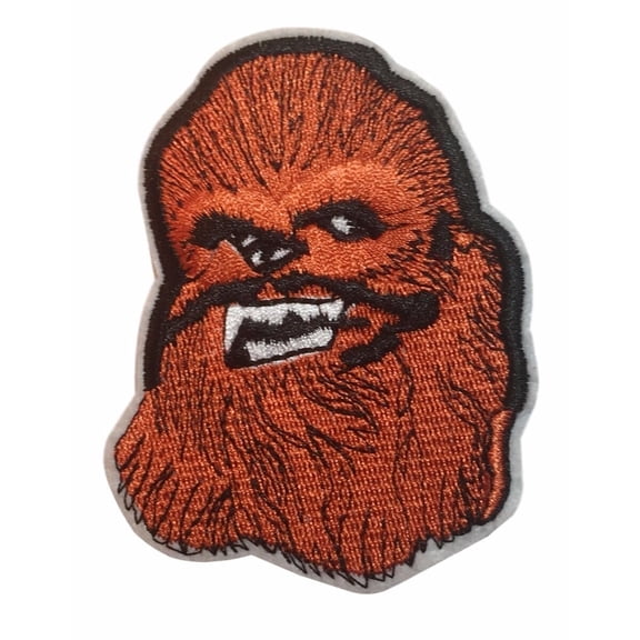 Star Wars Chewbacca Head 2 1/2" Wide Embroidered Iron On Patch