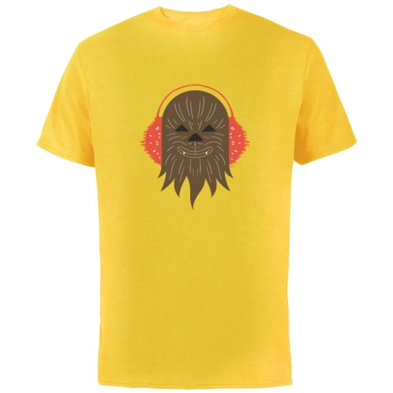 Star Wars Chewbacca Holiday Earmuffs - Short Sleeve Cotton T-Shirt for Adults - Customized-Yellow