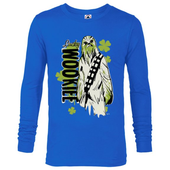 Star Wars Chewbacca Lucky Wookiee Shamrock St. Patrick’s Day - Long Sleeve T-Shirt for Men - Customized-Royal