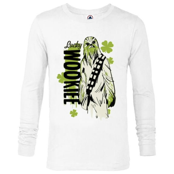 Star Wars Chewbacca Lucky Wookiee Shamrock St. Patrick’s Day - Long Sleeve T-Shirt for Men - Customized-White