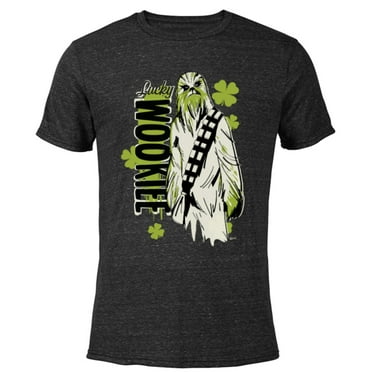 Star Wars Chewbacca Lucky Wookiee Shamrock St. Patrick’s Day - Short Sleeve Blended T-Shirt for Adults - Customized-Black