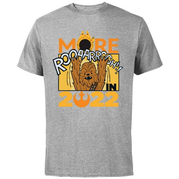 Star Wars Chewbacca More Roar Cartoon 2022 Standard - Short Sleeve Cotton T-Shirt for Adults - Customized-Athletic Heather