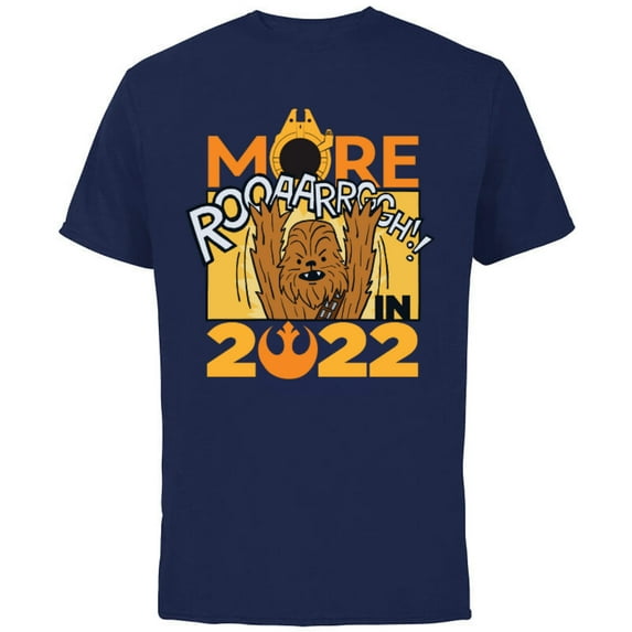 Star Wars Chewbacca More Roar Cartoon 2022 Standard - Short Sleeve Cotton T-Shirt for Adults - Customized-Navy