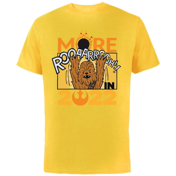 Star Wars Chewbacca More Roar Cartoon 2022 Standard - Short Sleeve Cotton T-Shirt for Adults - Customized-Yellow