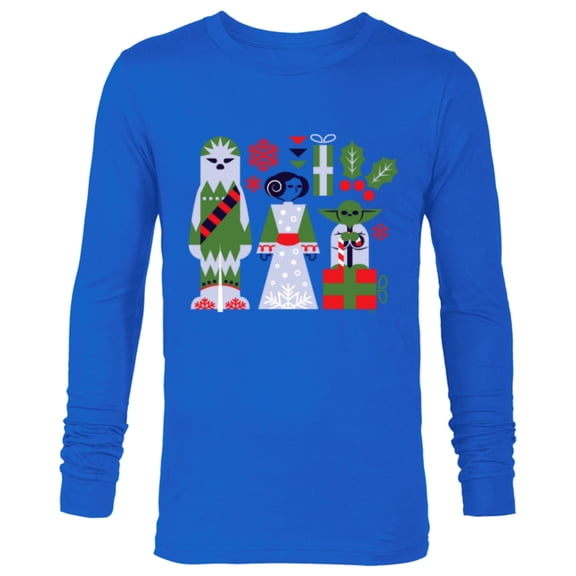 Star Wars Chewbacca Princess Leia and Yoda Christmas Holiday - Long Sleeve T-Shirt for Men - Customized-Navy