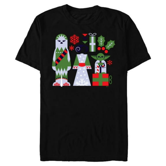 Star Wars Chewbacca Princess Leia and Yoda Christmas Holiday - Short Sleeve Blended T-Shirt for Adults - Customized-Black