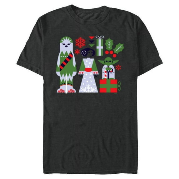 Star Wars Chewbacca Princess Leia and Yoda Christmas Holiday - Short Sleeve Blended T-Shirt for Adults - Customized-Dark Heather