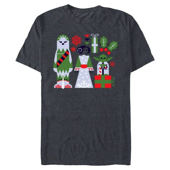 Star Wars Chewbacca Princess Leia and Yoda Christmas Holiday - Short Sleeve Blended T-Shirt for Adults - Customized-Navy Heather
