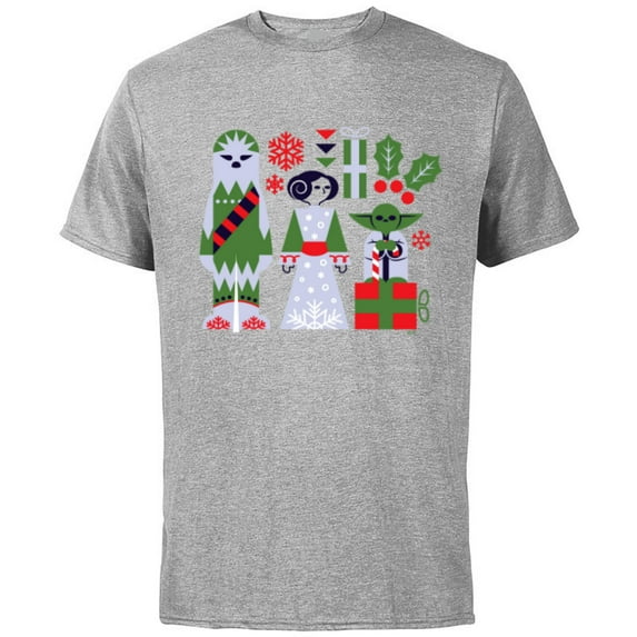 Star Wars Chewbacca Princess Leia and Yoda Christmas Holiday - Short Sleeve Cotton T-Shirt for Adults - Customized-Athletic Heather