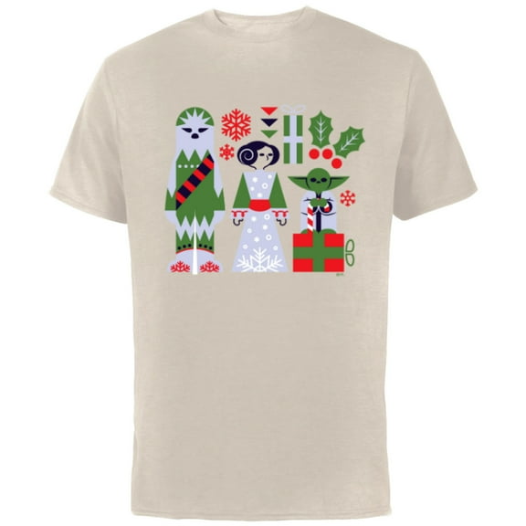 Star Wars Chewbacca Princess Leia and Yoda Christmas Holiday - Short Sleeve Cotton T-Shirt for Adults - Customized-Natural