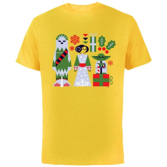 Star Wars Chewbacca Princess Leia and Yoda Christmas Holiday - Short Sleeve Cotton T-Shirt for Adults - Customized-Yellow