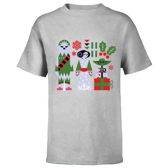 Star Wars Chewbacca Princess Leia and Yoda Christmas Holiday - Short Sleeve T-Shirt for Kids - Customized-Athletic Heather