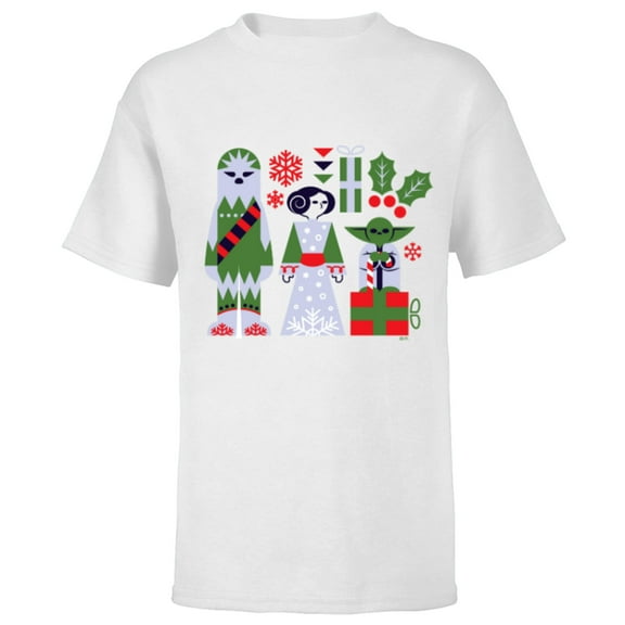 Star Wars Chewbacca Princess Leia and Yoda Christmas Holiday - Short Sleeve T-Shirt for Kids - Customized-White