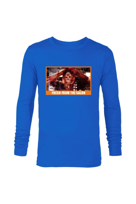 Chewbacca Wookiee Fresh from the Salon Funny Meme - Long Sleeve T-Shirt for Men - Customized-Navy