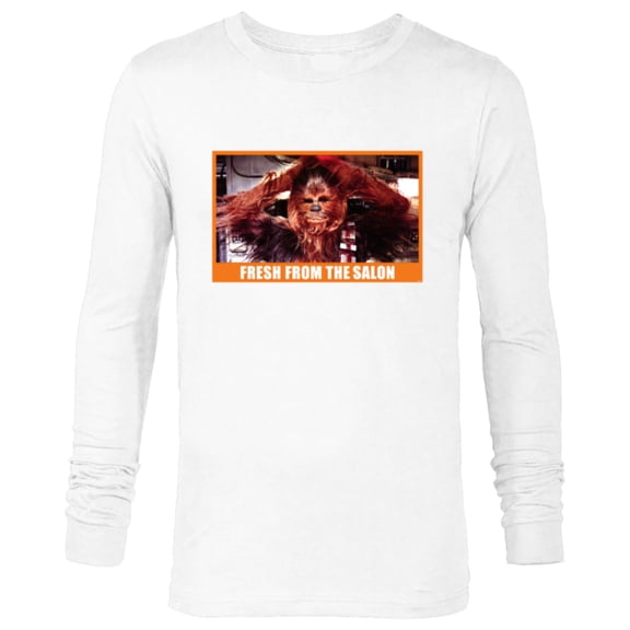 Star Wars Chewbacca Wookiee Fresh from the Salon Funny Meme - Long Sleeve T-Shirt for Men - Customized-White