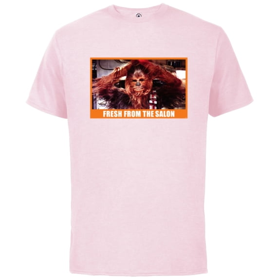 Star Wars Chewbacca Wookiee Fresh from the Salon Funny Meme - Short Sleeve Cotton T-Shirt for Adults - Customized-Soft Pink