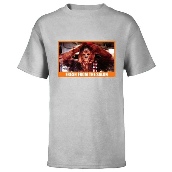 Star Wars Chewbacca Wookiee Fresh from the Salon Funny Meme - Short Sleeve T-Shirt for Kids - Customized-Athletic Heather
