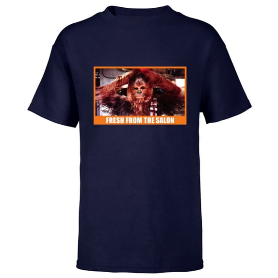 Star Wars Chewbacca Wookiee Fresh from the Salon Funny Meme - Short Sleeve T-Shirt for Kids - Customized-Navy