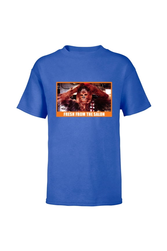 Chewbacca Wookiee Fresh from the Salon Funny Meme - Short Sleeve T-Shirt for Kids - Customized-Royal