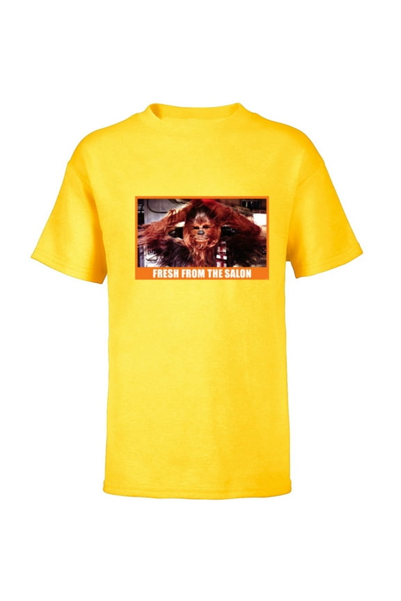 Chewbacca Wookiee Fresh from the Salon Funny Meme - Short Sleeve T-Shirt for Kids - Customized-Yellow