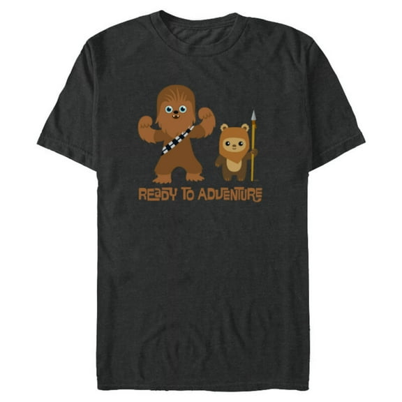 Star Wars Chewbacca and Ewok Ready to Adventure - Short Sleeve Blended T-Shirt for Adults - Customized-Dark Heather