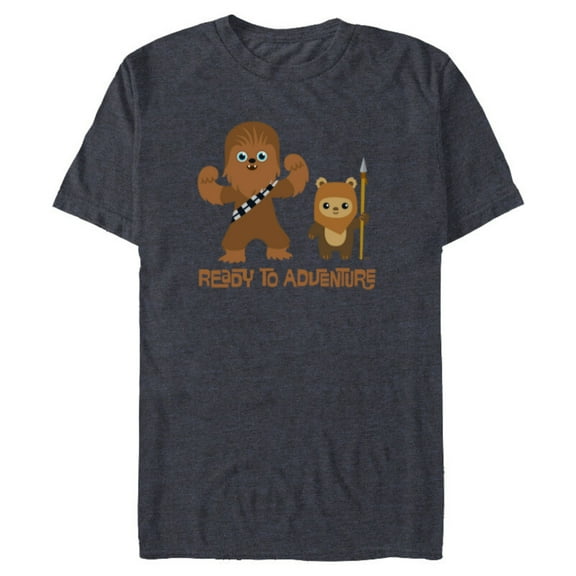 Star Wars Chewbacca and Ewok Ready to Adventure - Short Sleeve Blended T-Shirt for Adults - Customized-Navy Heather