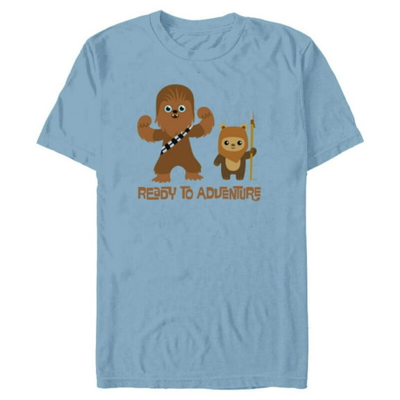 Star Wars Chewbacca and Ewok Ready to Adventure - Short Sleeve Blended T-Shirt for Adults - Customized-Ocean Blue