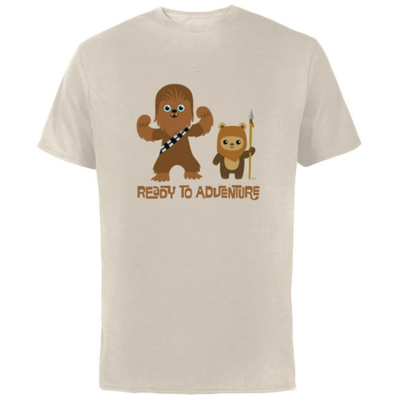 Star Wars Chewbacca and Ewok Ready to Adventure - Short Sleeve Cotton T-Shirt for Adults - Customized-Natural