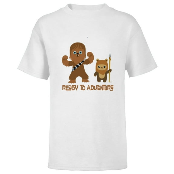 Star Wars Chewbacca and Ewok Ready to Adventure - Short Sleeve T-Shirt for Kids - Customized-White