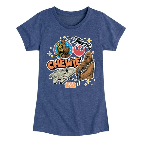 Star Wars - Chewie Stickers - Toddler And Youth Girls Fitted Short Sleeve Tee