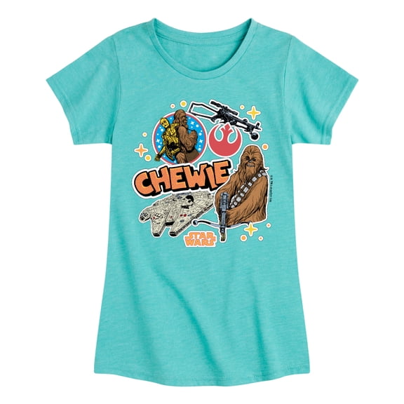 Star Wars - Chewie Stickers - Toddler And Youth Girls Fitted Short Sleeve Tee