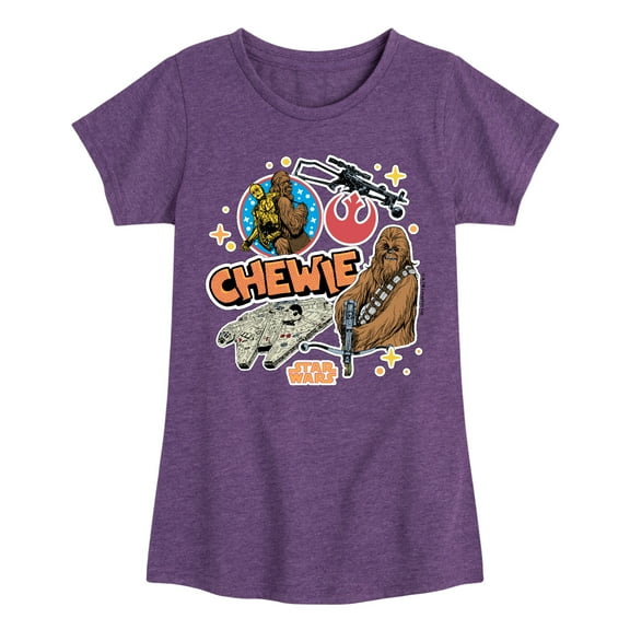 Star Wars - Chewie Stickers - Toddler And Youth Girls Fitted Short Sleeve Tee