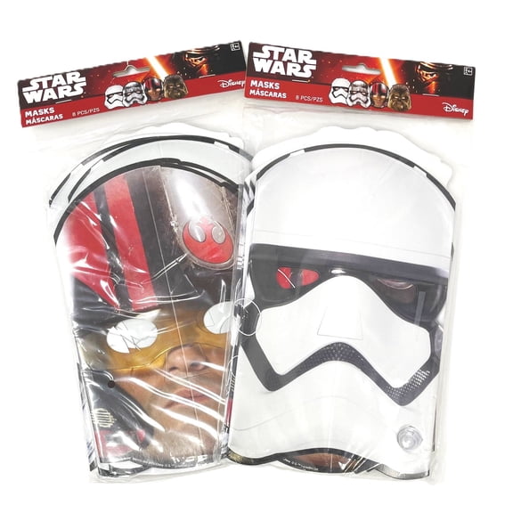Star Wars Chewie Storm Trooper & More Birthday Party Favor Treats Masks - 2 Packs of 8 - 16 Total