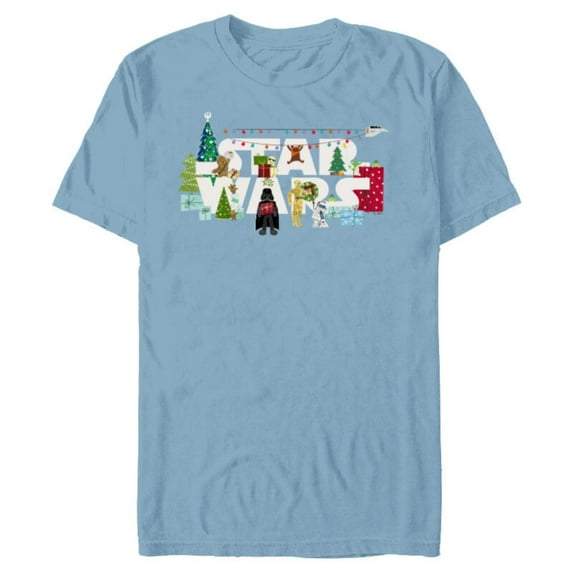 Star Wars Christmas Logo Holiday Celebration - Short Sleeve Blended T-Shirt for Adults - Customized-Ocean Blue